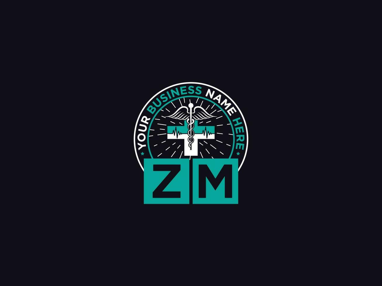 Monogram Zm Clinical Logo, Medical Zm mz Logo Letter Vector For You