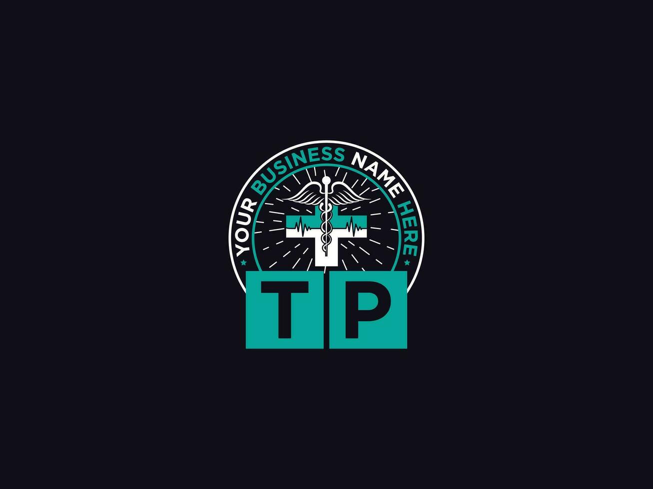 Modern Tp Medical Logo Icon, Monogram TP Logo Letter Design For Clinic vector