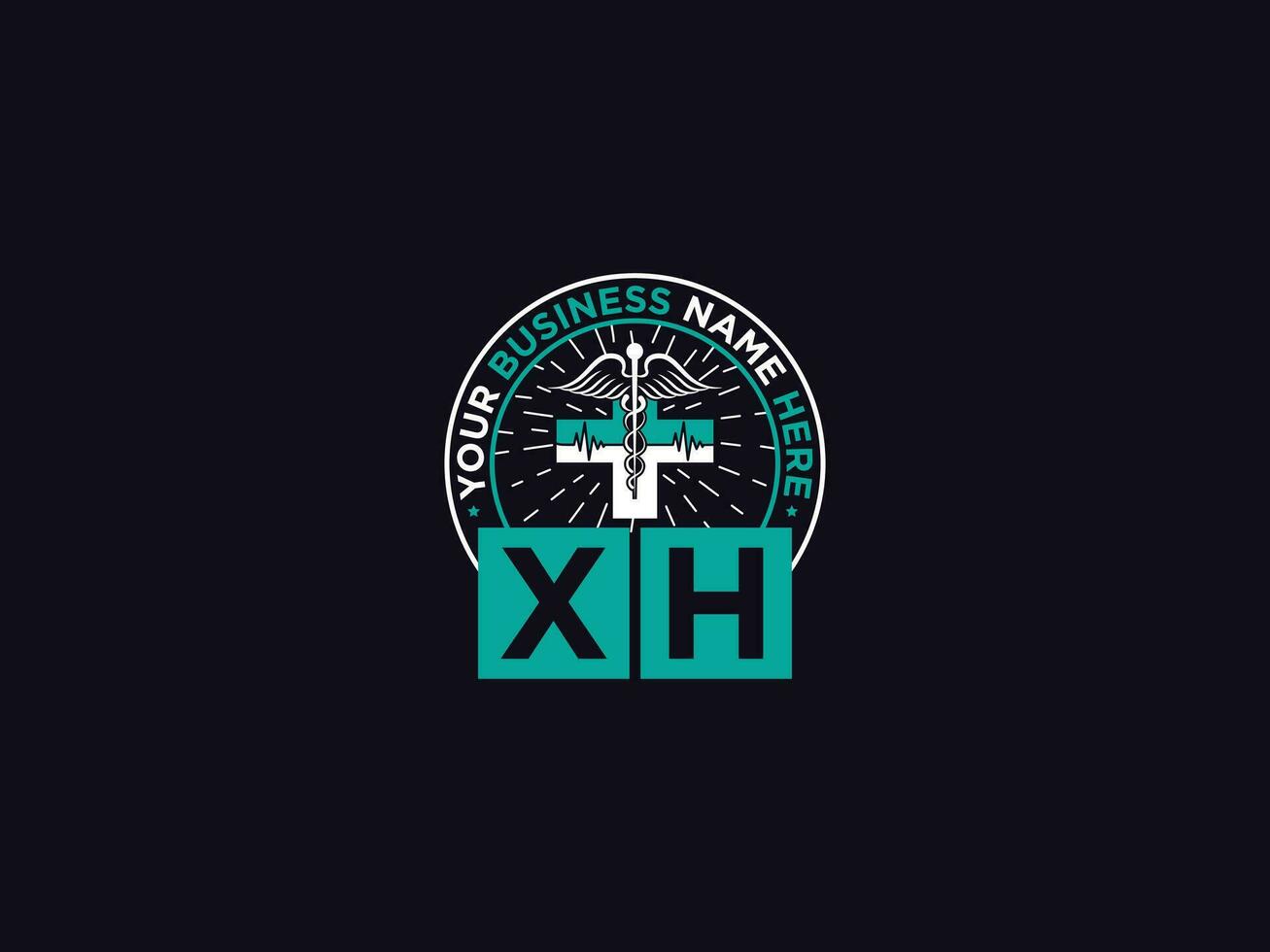 Minimal Xh Medical Logo, Monogram Xh hx Clinical Logo Letter Vector
