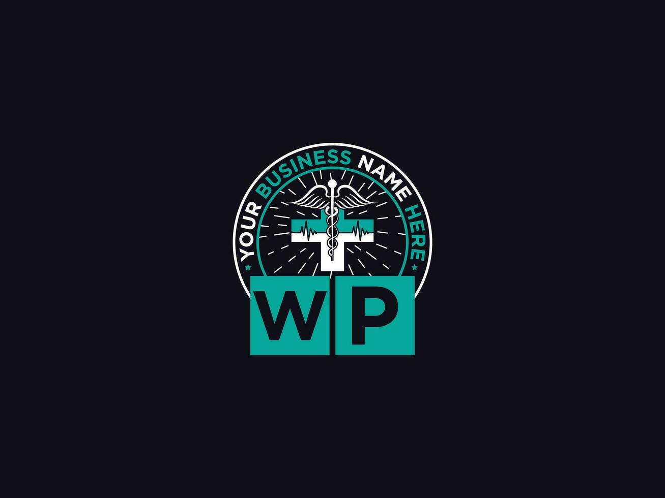 médico wp logo arte, inicial wp pw clínico logo letra diseño vector