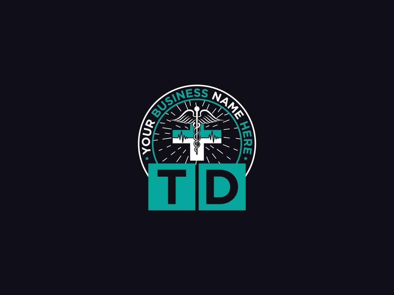moderno td médico logo icono, monograma td logo letra diseño para clínica vector