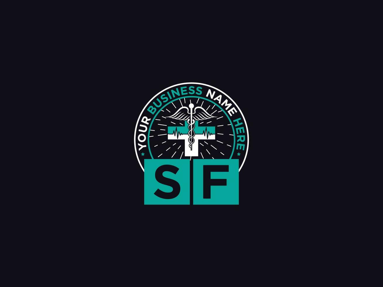 Medical Sf Logo Art, Minimalist SF Luxury Doctors Logo Icon Vector
