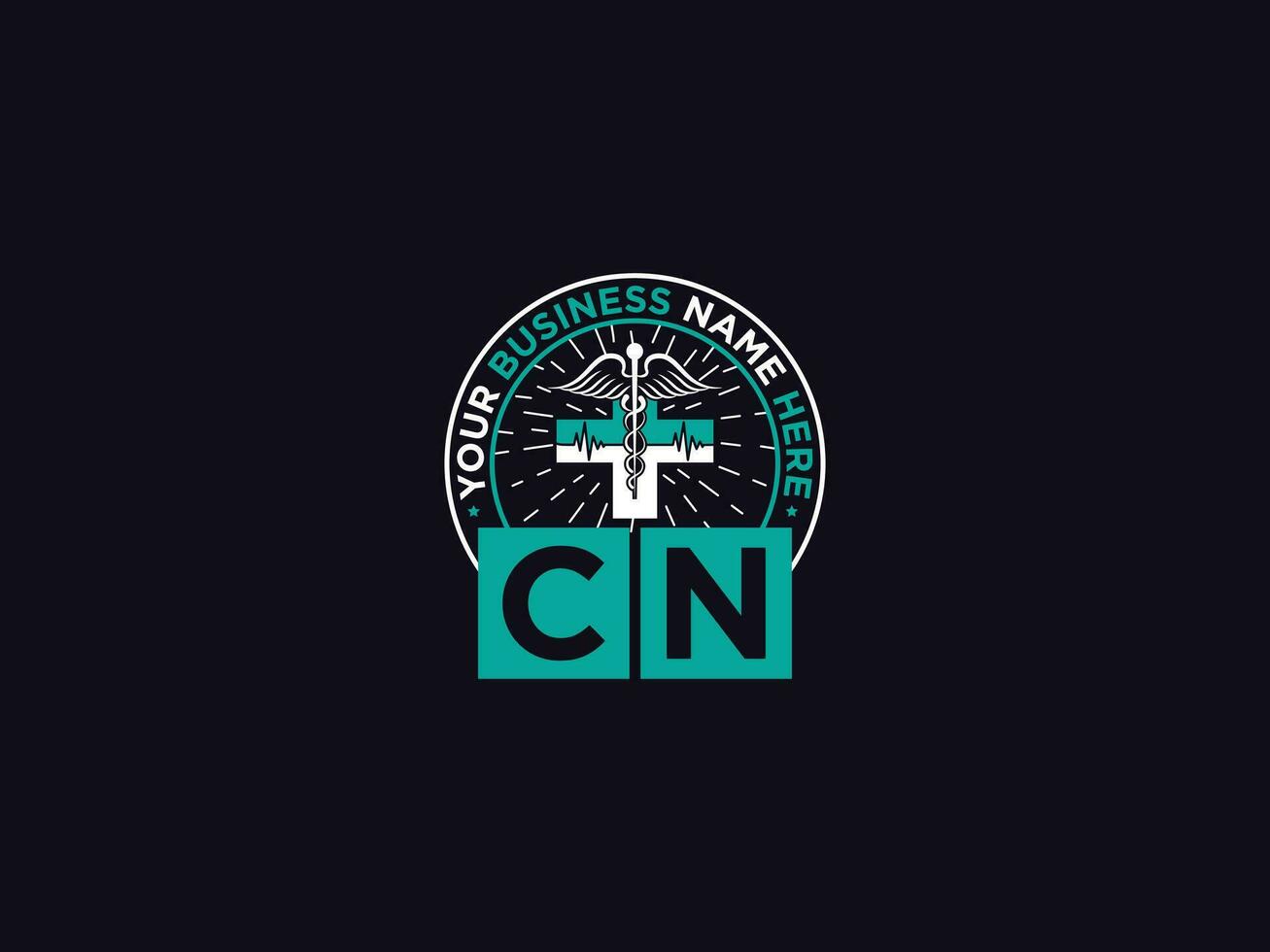 Modern Heard Cn Logo Icon, Minimalist CN Medical Letter Icon For You vector