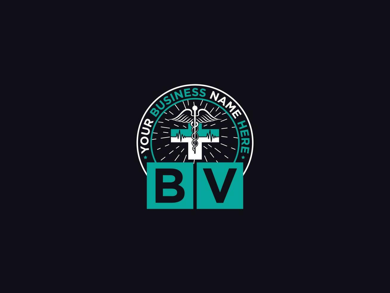 moderno bv médico logo, inicial doctores bv logo letra para clínica vector