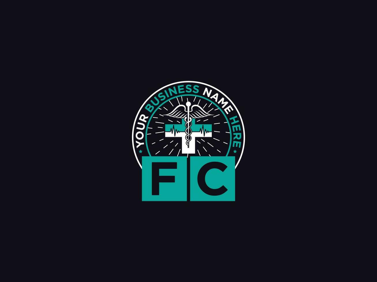Typography Fc Logo Symbol, Letter FC Medical Doctors Logo For Your Floral Shop vector