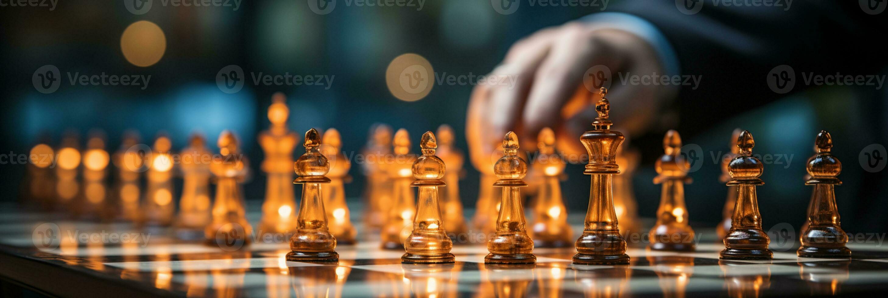 Businessman control chess game concept for ideas business strategy management, development new strategy plan, leader and teamwork, planning for competition, AI Generative photo