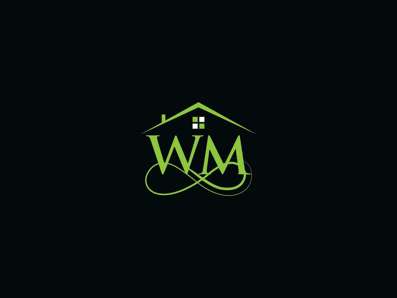 moderno wm real inmuebles logo, lujo wm logo icono vector para edificio negocio