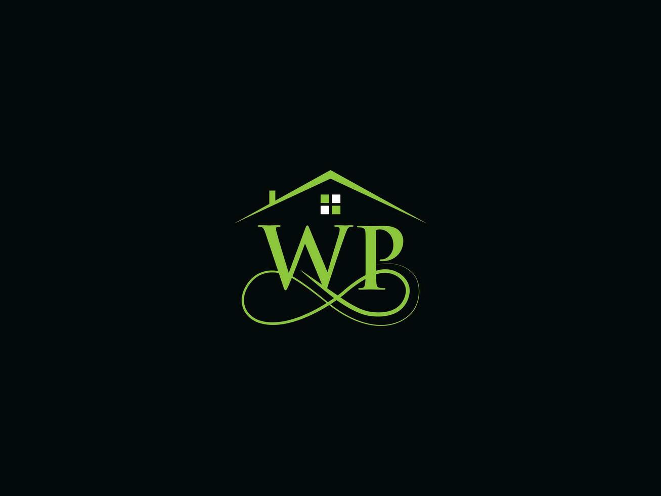 moderno wp real inmuebles logo, lujo wp logo icono vector para edificio negocio