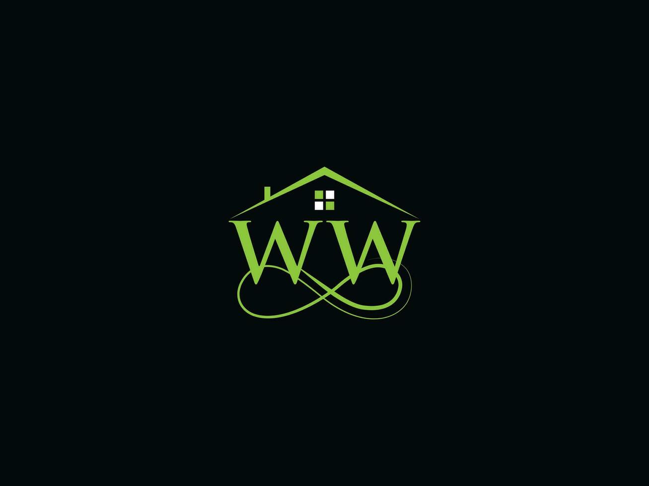 moderno ww real inmuebles logo, lujo ww logo icono vector para edificio negocio