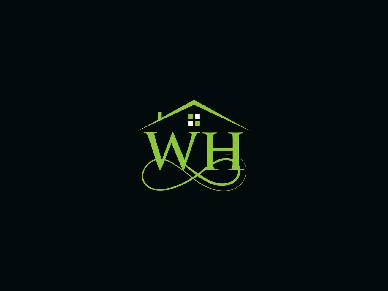 moderno wh real inmuebles logo, lujo wh logo icono vector para edificio negocio