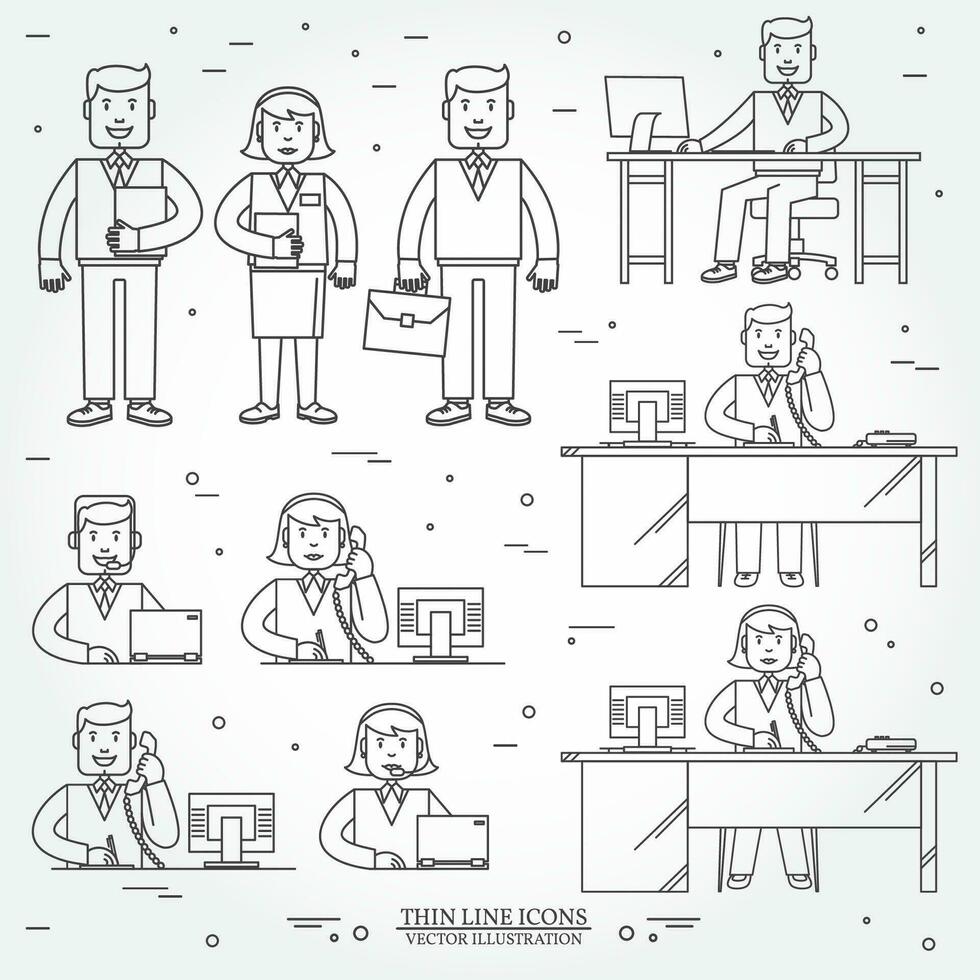 Set of business man and woman. vector