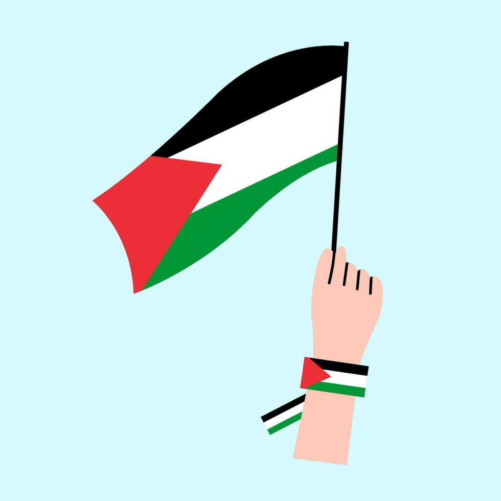 mano participación Palestina bandera ilustración vector