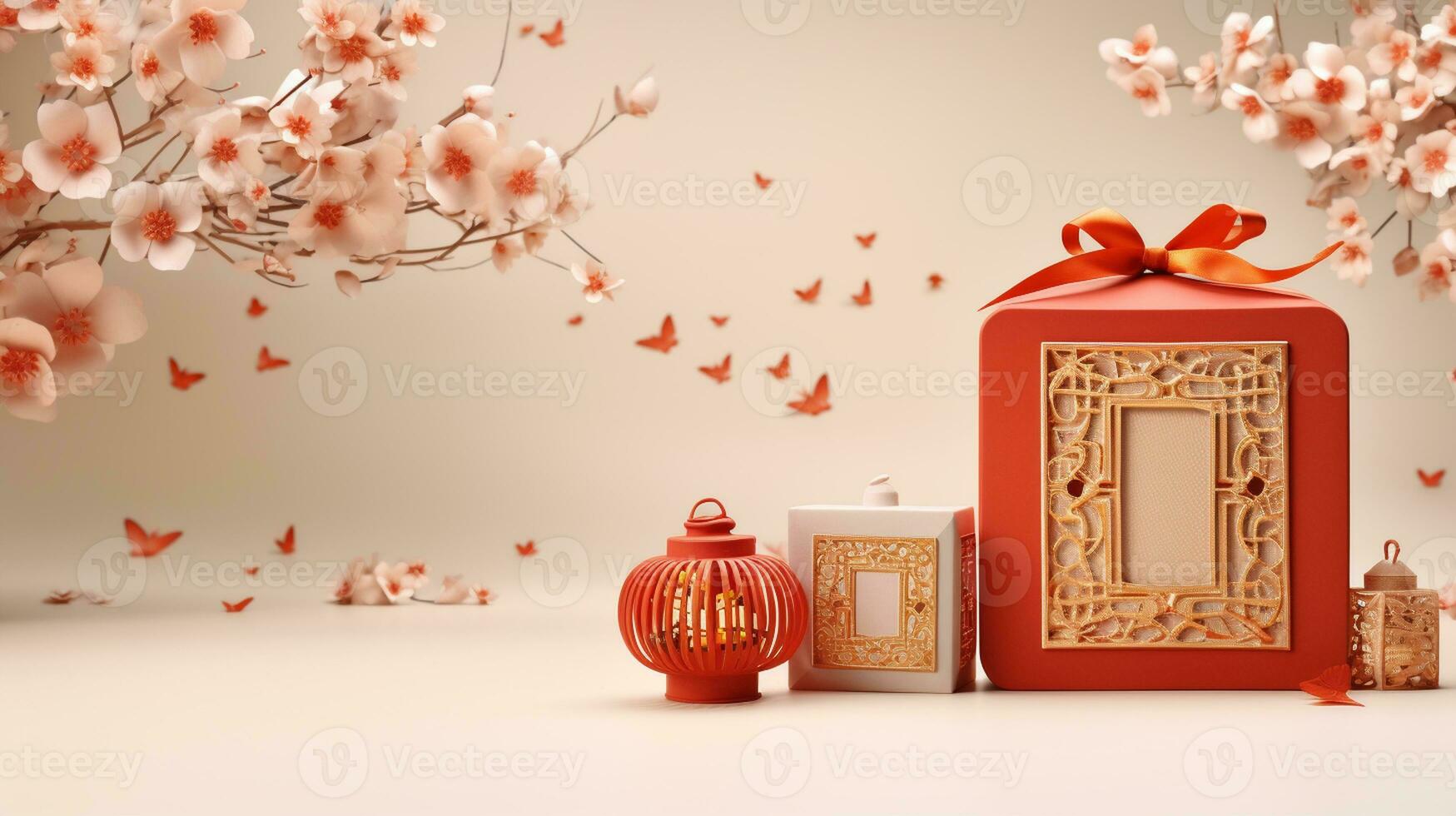 Chinese new year Abstract background, Holiday Celebration events concept, Copy space for text, AI Generative photo