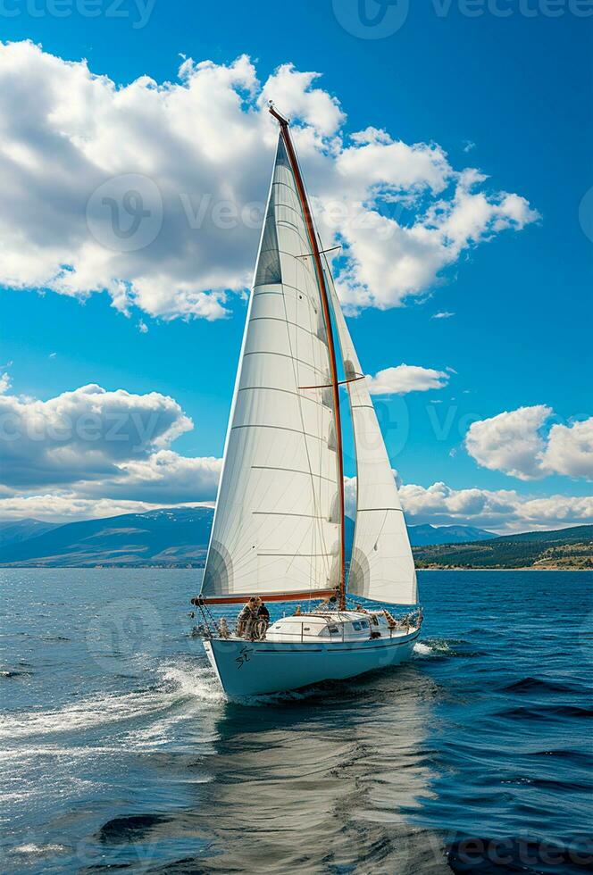 Modern yacht sailing on the sea, sailing yacht - AI generated image photo