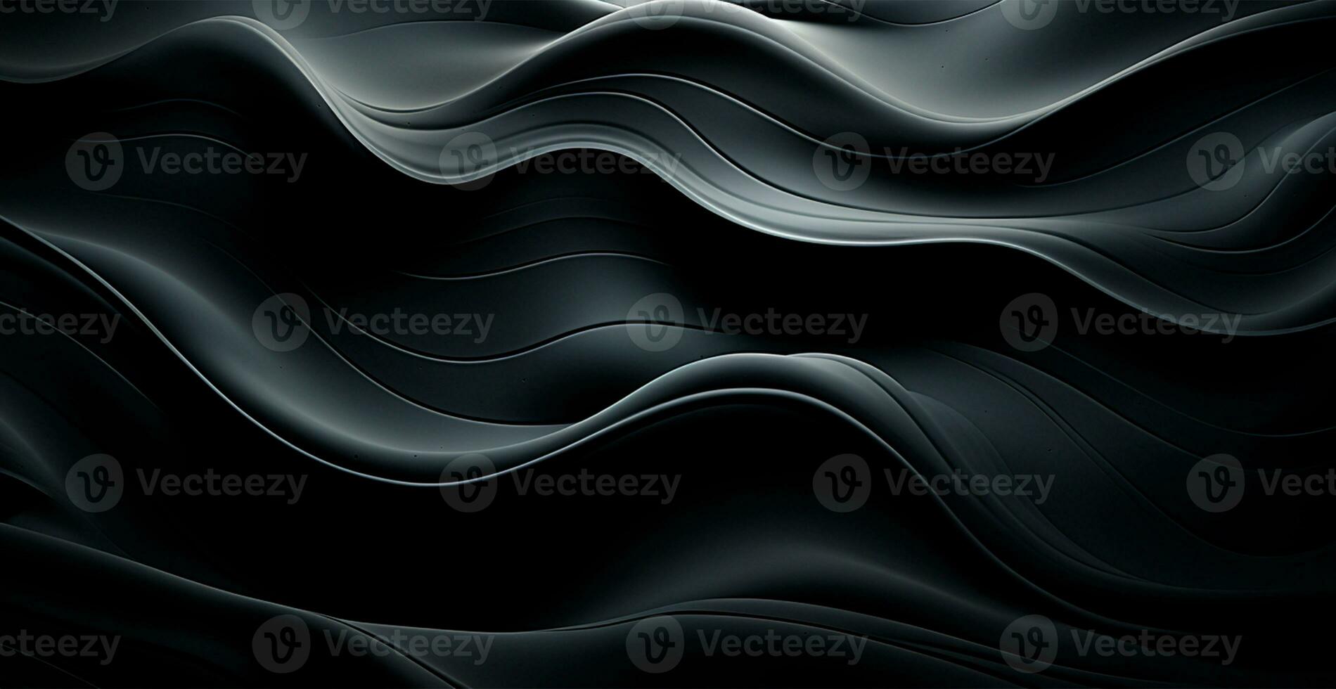 Abstract black background, wavy lines lighting - AI generated image photo