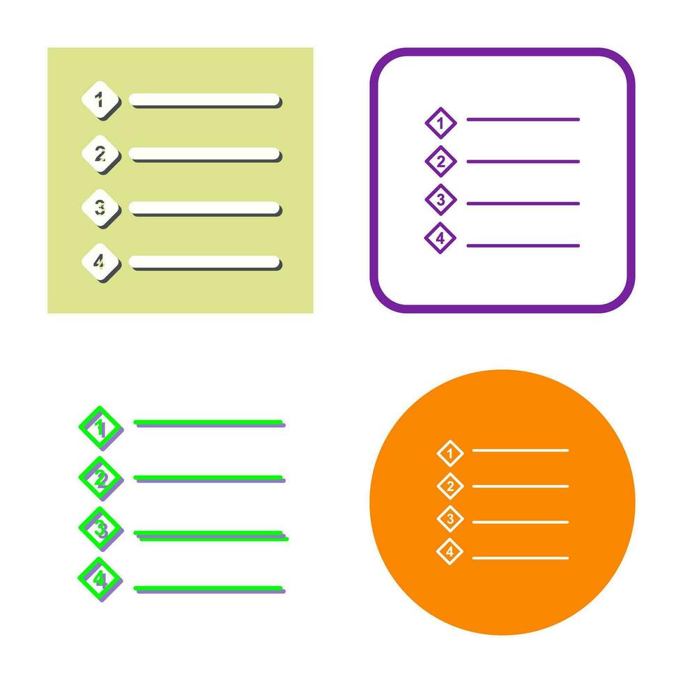 Unique Numbered list Vector Icon