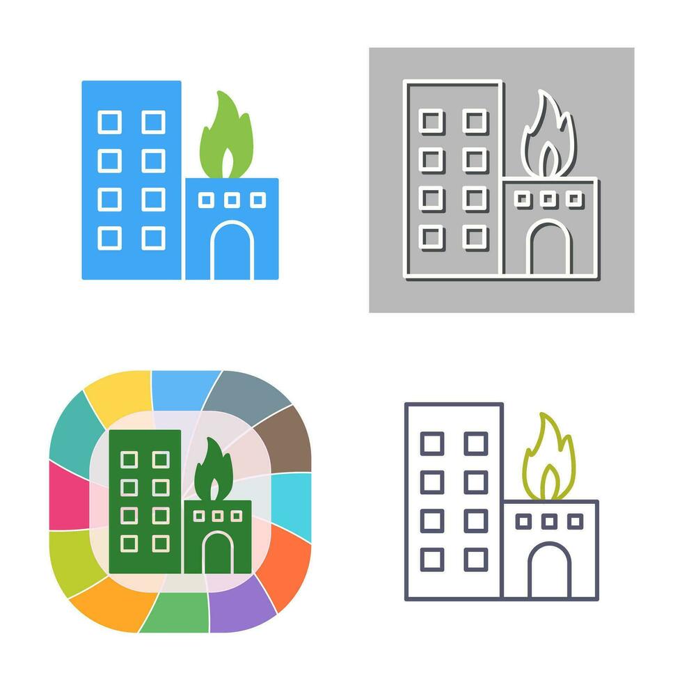 Unique Burning Building Vector Icon