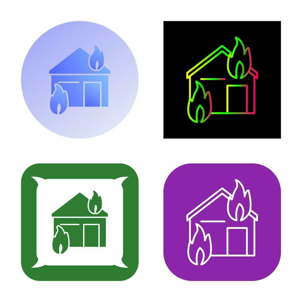 icono de vector de casa que consume fuego único