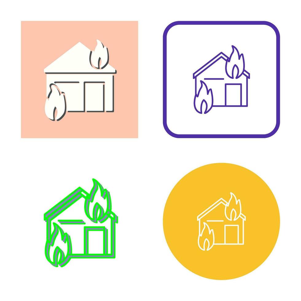 Unique Fire Consuming House Vector Icon