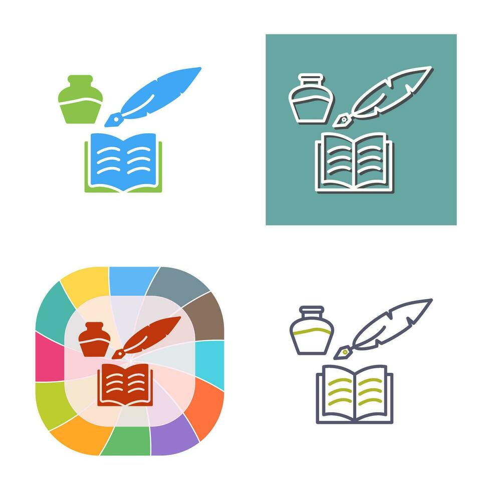 Unique Quill and Book Vector Icon