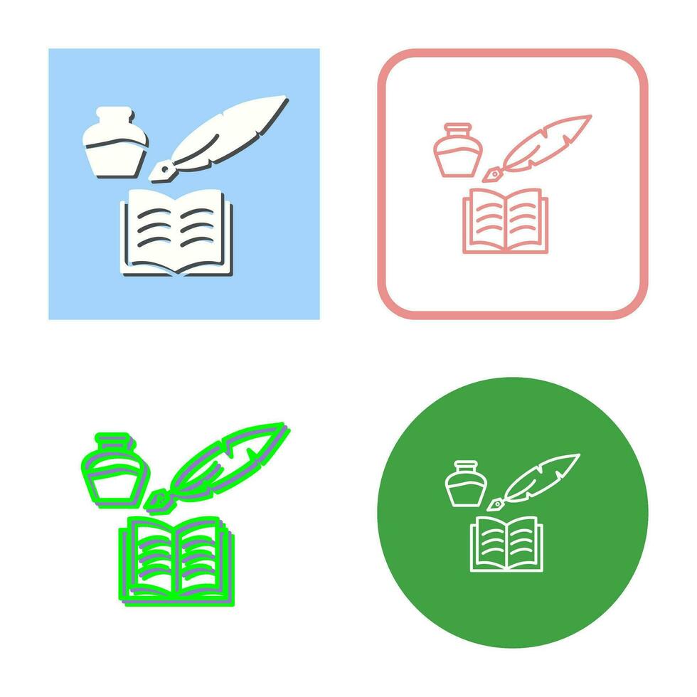 Unique Quill and Book Vector Icon