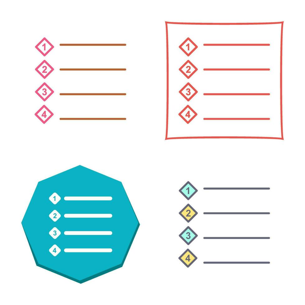 Unique Numbered list Vector Icon