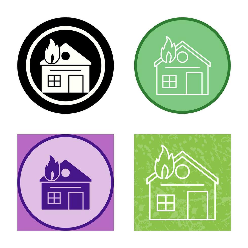 Unique House on Fire Vector Icon