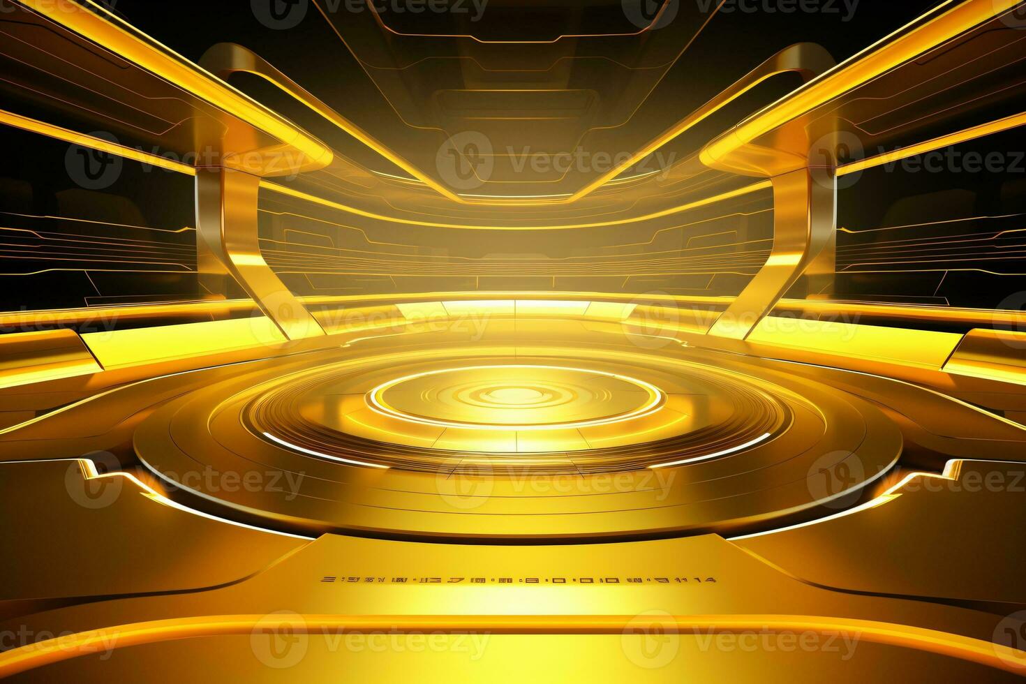 Yellow futuristic technology style template background, AI Generative photo