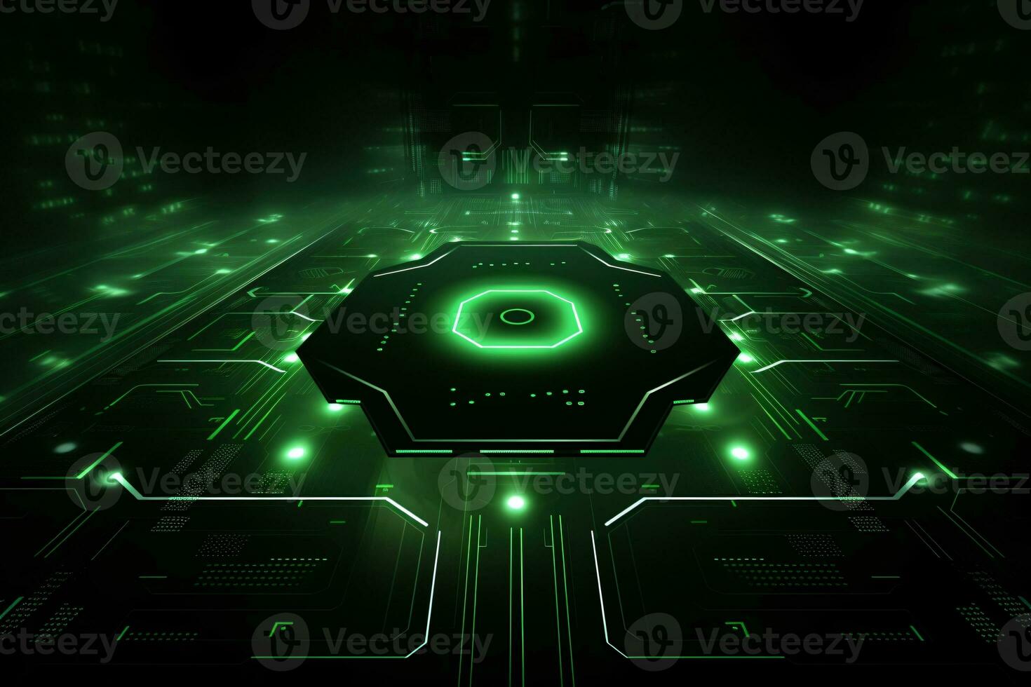 Emerald futuristic technology style template background, AI Generative photo