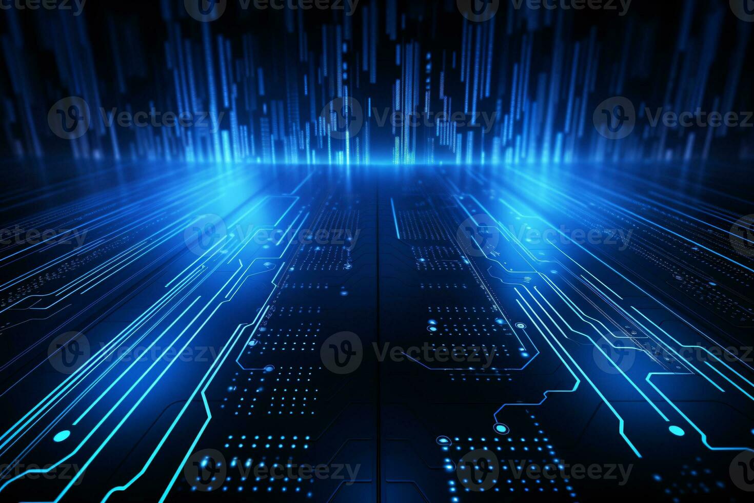 Blue futuristic technology style template background, AI Generative photo