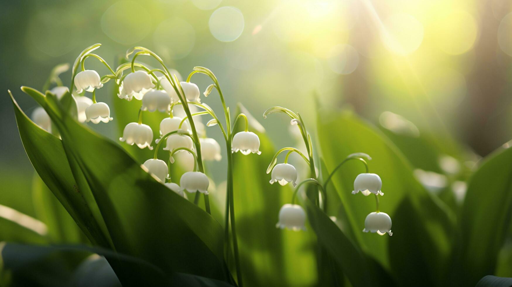 Lily of the Valley with blurred background, AI Generative photo