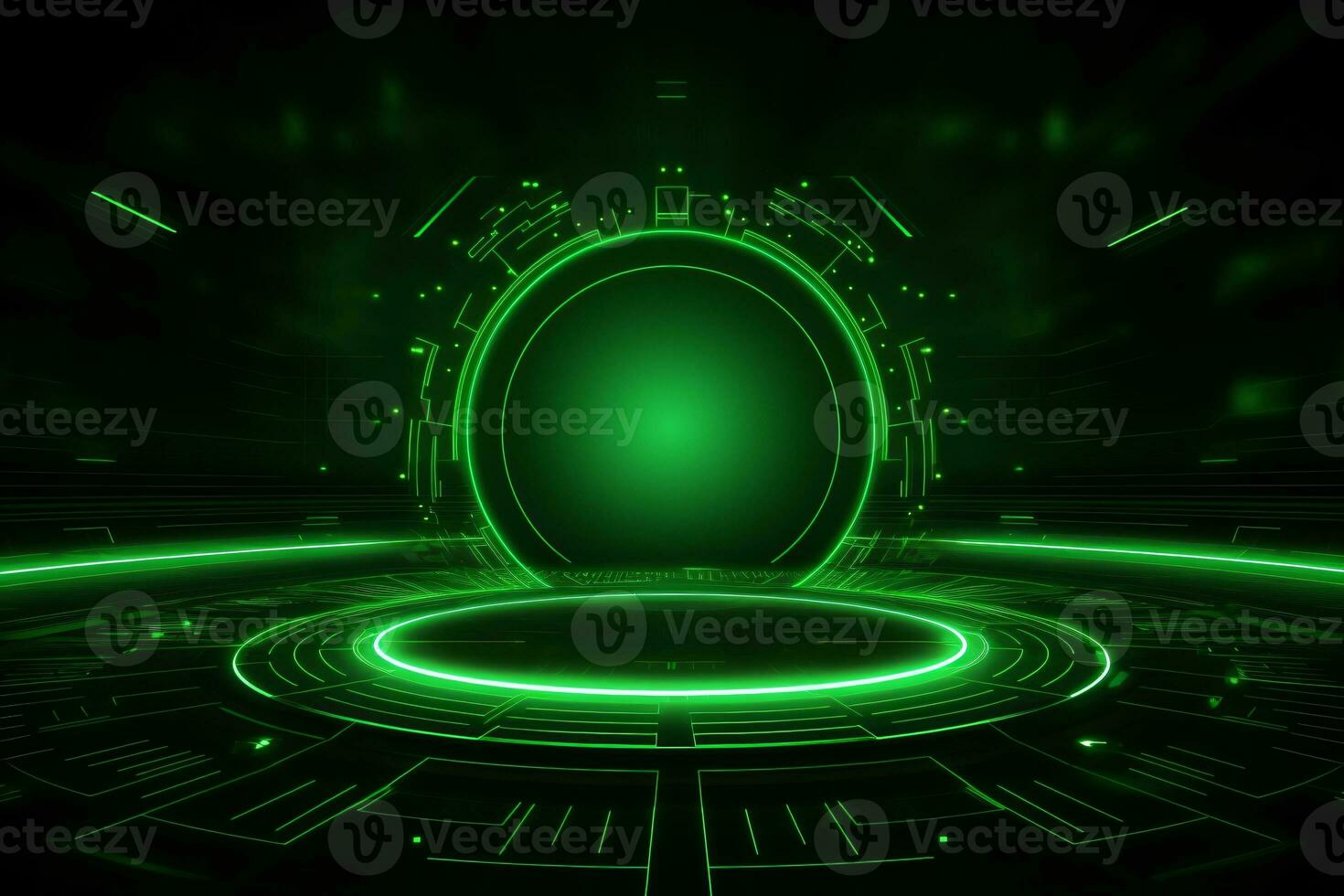 Green futuristic technology style template background, AI Generative photo