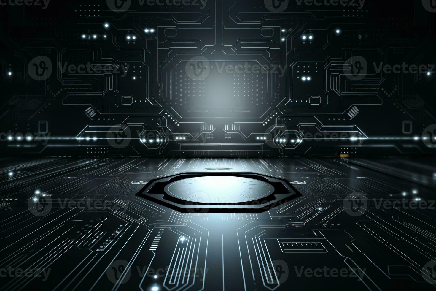 Gray futuristic technology style template background, AI Generative photo