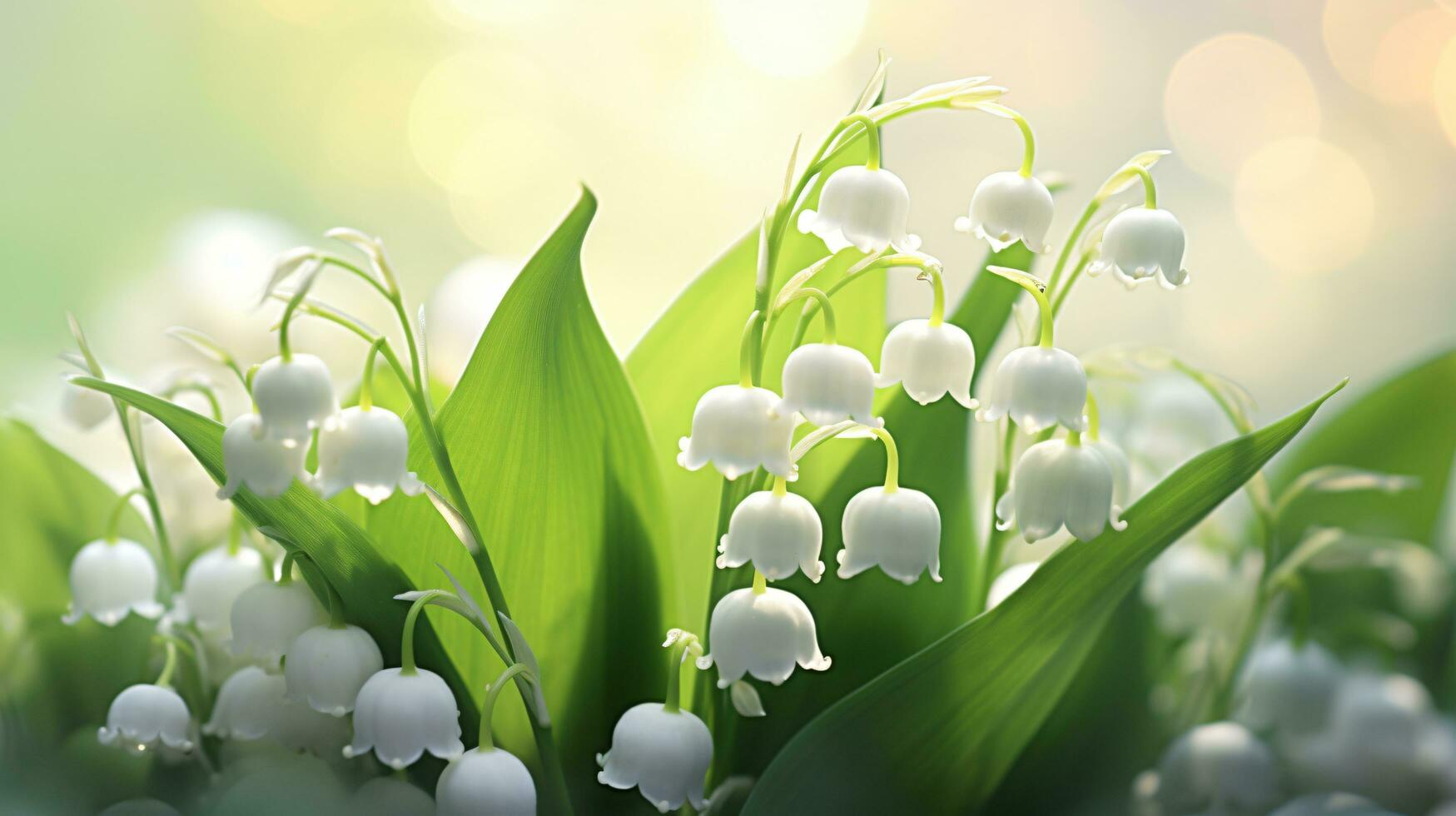 Lily of the Valley with blurred background, AI Generative photo