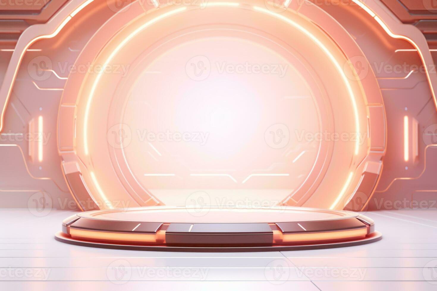 Peach futuristic technology style template background, AI Generative photo