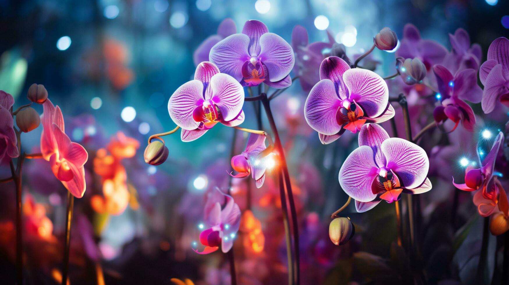 Orchid against the blurred background, AI Generative photo