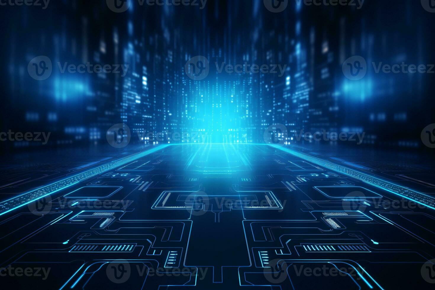 Blue futuristic technology style template background, AI Generative photo