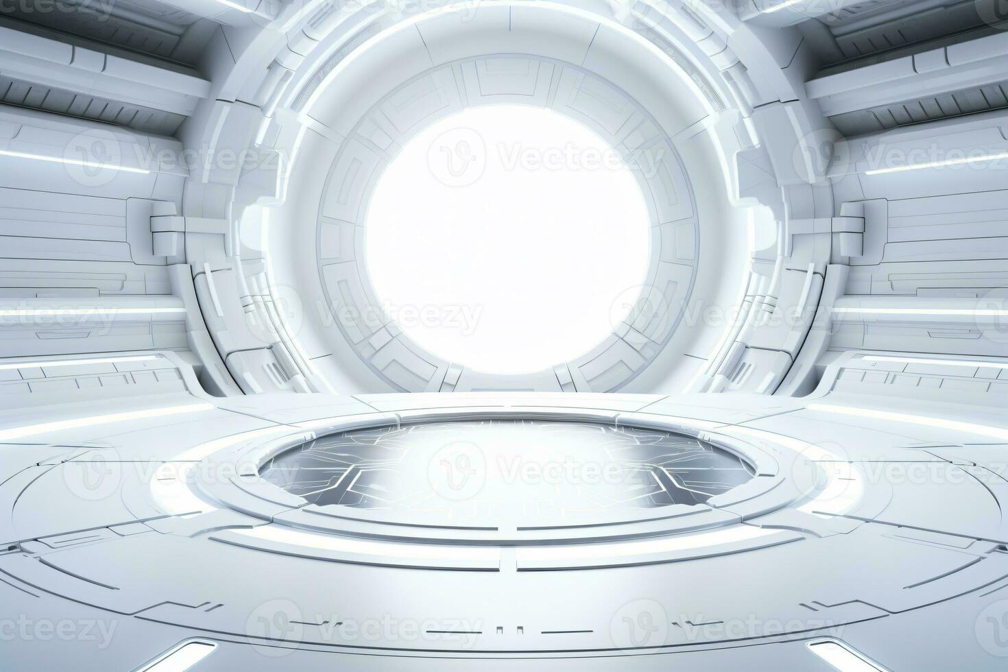 White futuristic technology style template background, AI Generative photo