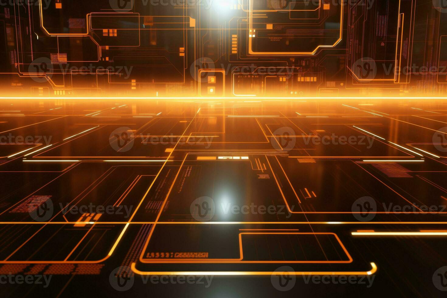 Orange futuristic technology style template background, AI Generative photo