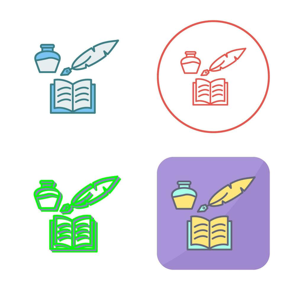 Unique Quill and Book Vector Icon