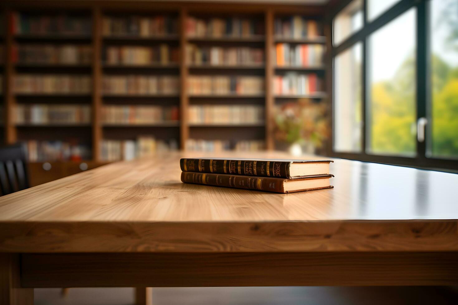 Book Lovers Empty Table, Ideal for Product Display, ai generated photo