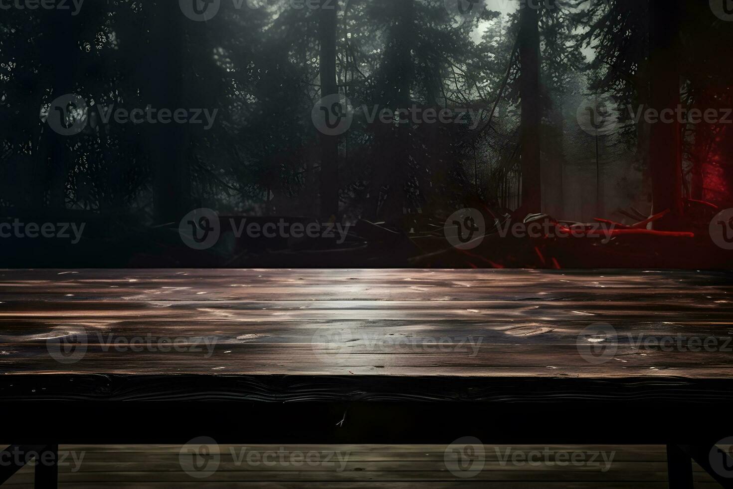 Scary Horror Theme on Blank Wood Surface, ai generated photo