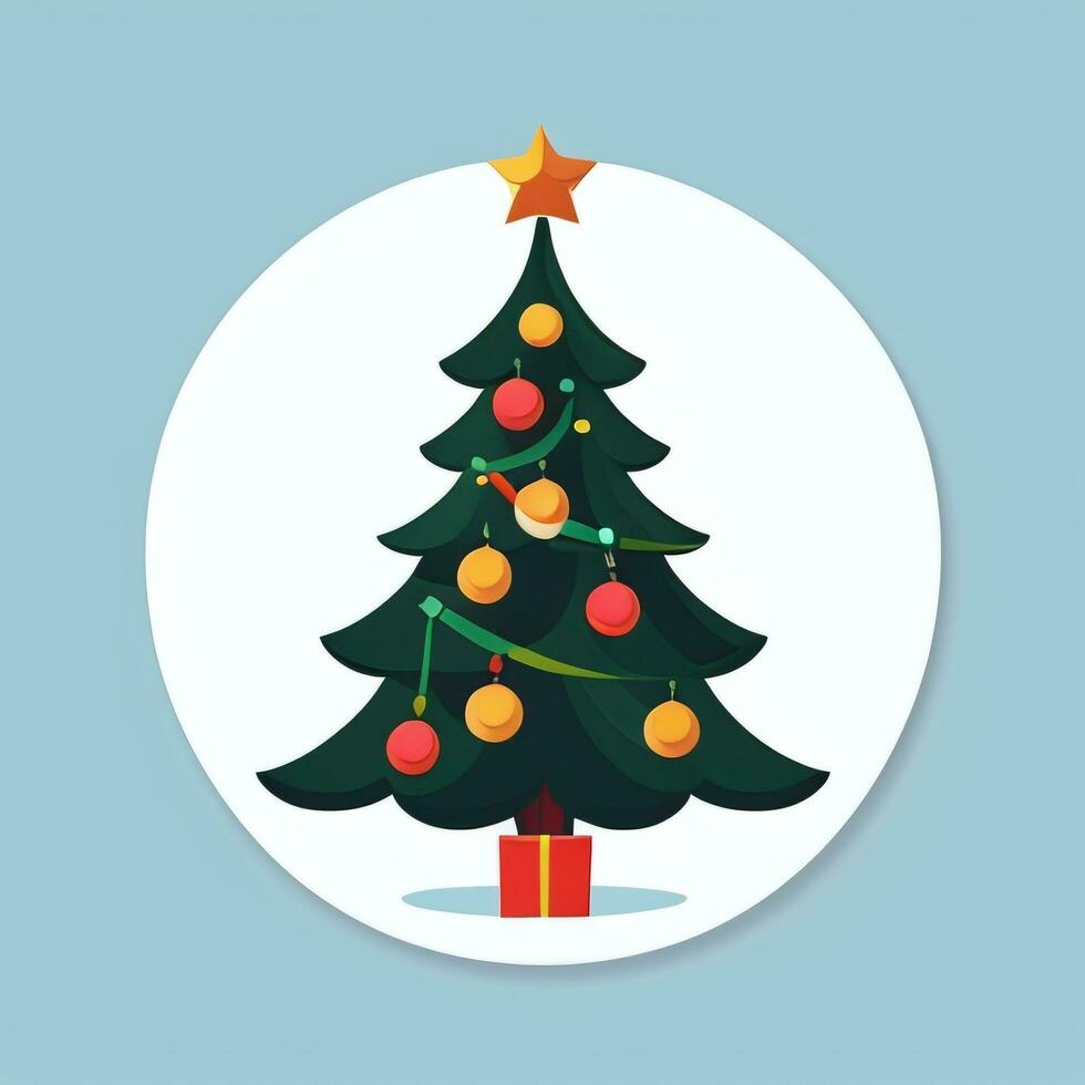 AI generated Christmas Tree Clip Art Icon Sticker Decoration Simple Background photo