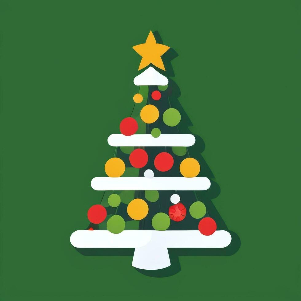 AI generated Christmas Tree Clip Art Icon Sticker Decoration Simple Background photo