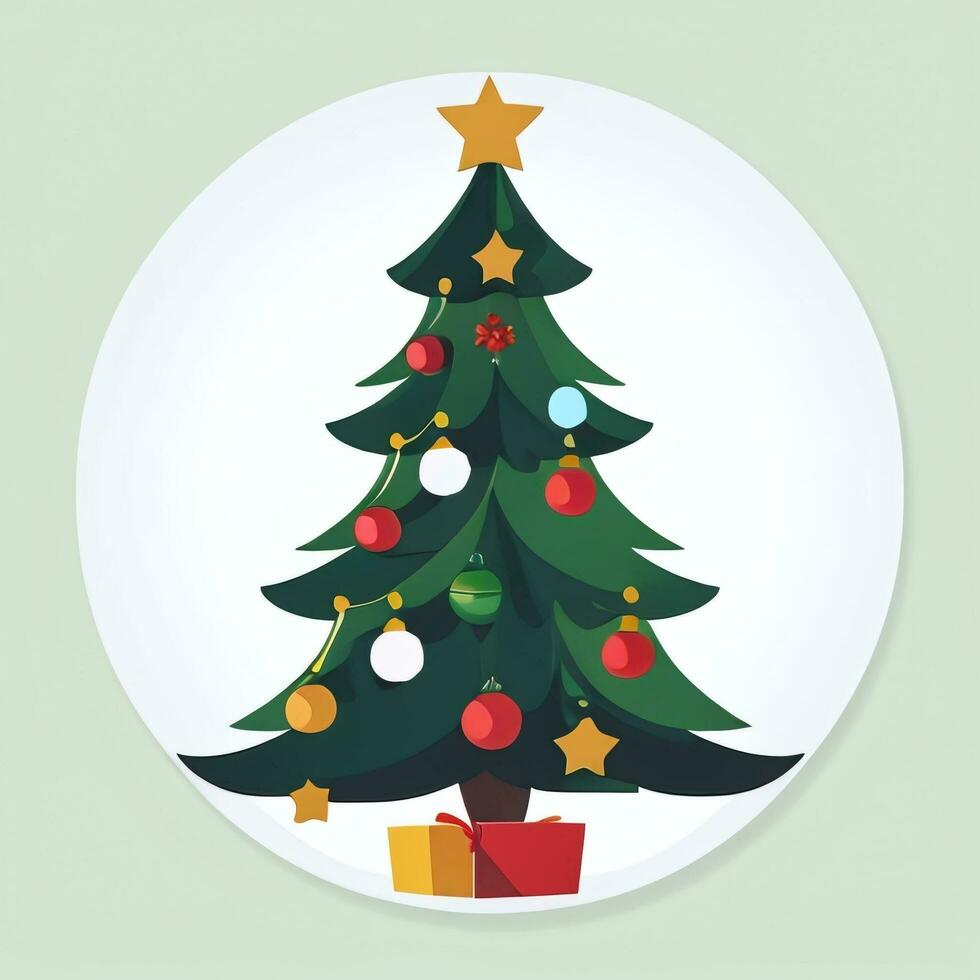 AI generated Christmas Tree Clip Art Icon Sticker Decoration Simple Background photo