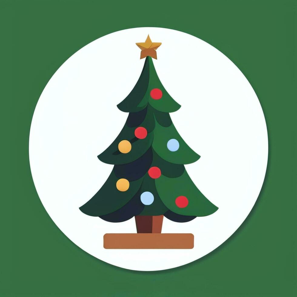 ai generado Navidad árbol acortar Arte icono pegatina decoración sencillo antecedentes foto