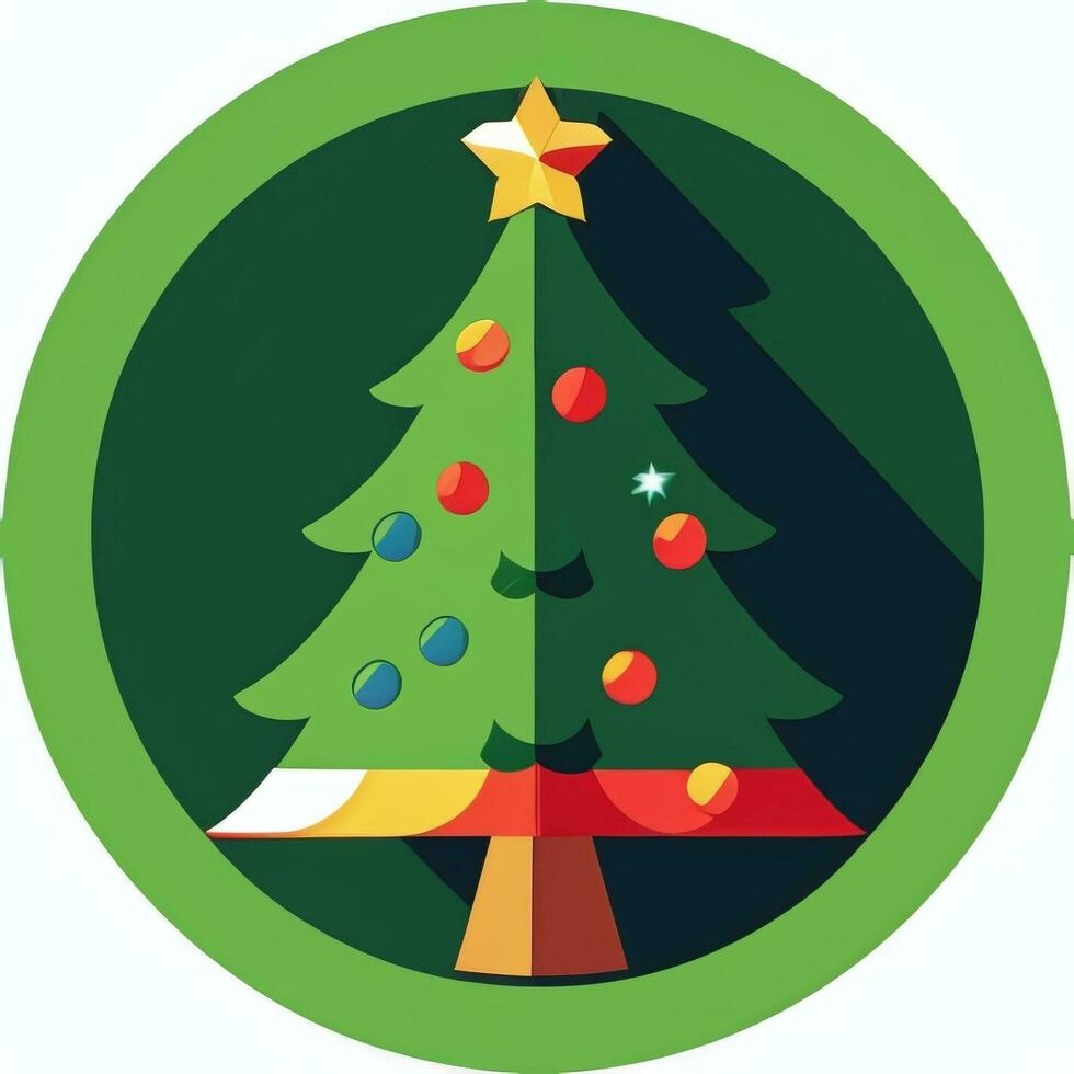 AI generated Christmas Tree Clip Art Icon Sticker Decoration Simple Background photo