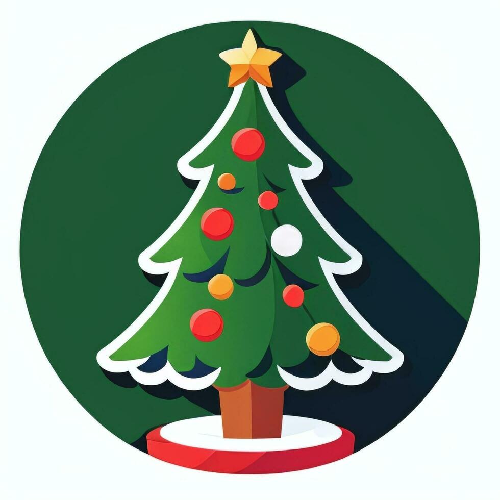 ai generado Navidad árbol acortar Arte icono pegatina decoración sencillo antecedentes foto