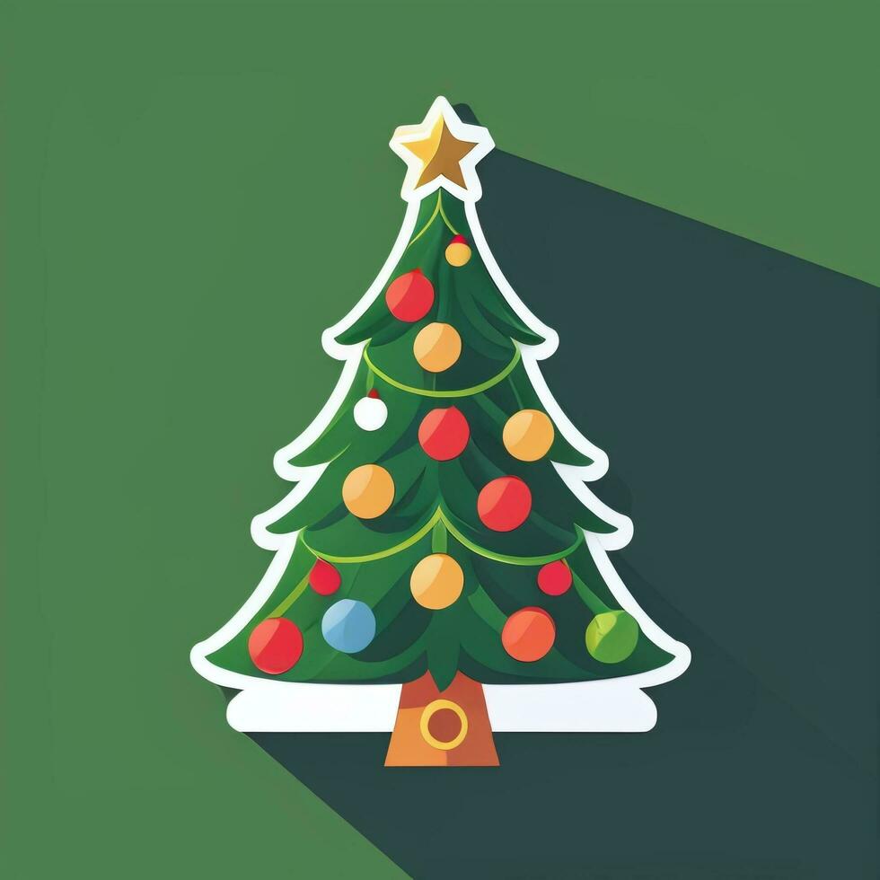 AI generated Christmas Tree Clip Art Icon Sticker Decoration Simple Background photo