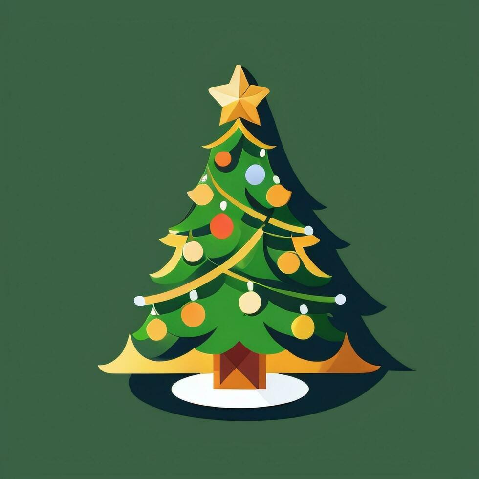 AI generated Christmas Tree Clip Art Icon Sticker Decoration Simple Background photo